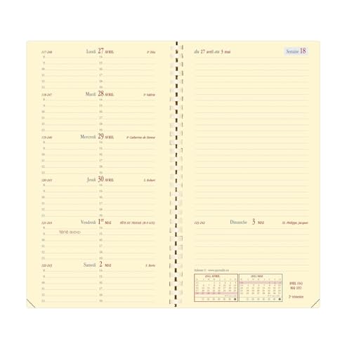 Agenda Spiralé Quo Vadis 2026 Italnote S Prestige - Semainier Horizontal Français Impala Noir 8,8x17 cm