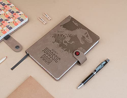 Carnet de Notes A5 Jurassic Park avec Stylo Inclus - Design Pointillé, Couverture Rigide et Fermeture Magnétique