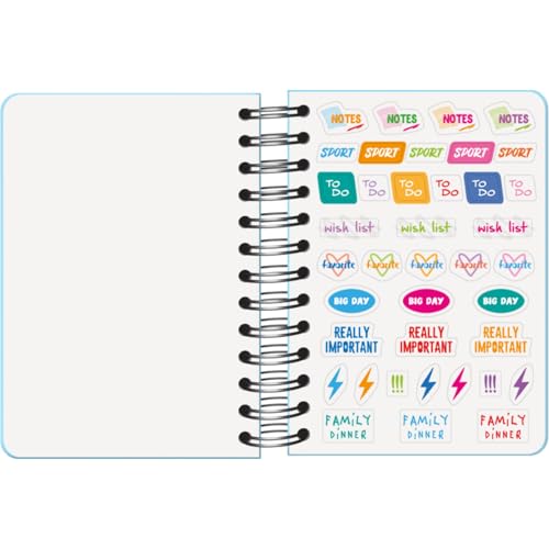 Agenda Scolaire 2025-2026 A6 "Serenity Bleu" - Un Jour par Page, Bilingue Espagnol/Anglais, Spirale, Élastique, Couverture Rigide, Autocollants Inclus