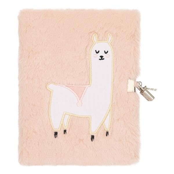 DRAEGER Paris - Journal Intime Peluche Lama avec Cadenas - Fausse Fourrure Douce - Cadeau Enfant Fille