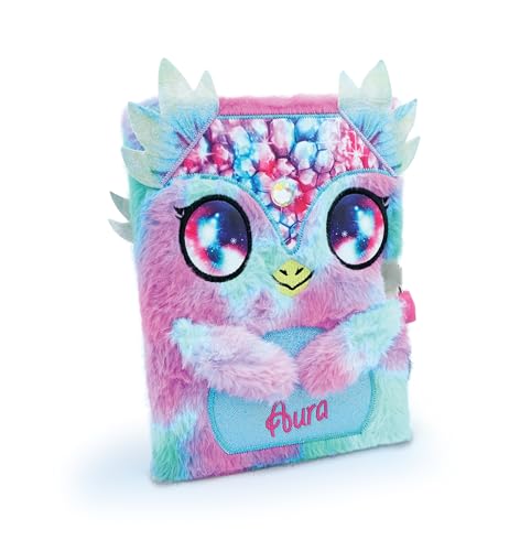Nebulous Stars 12511 - Journal Intime Peluche Aura Bleu/Rose avec Cadenas Cœur, Design Licorne Adorable