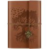 OMEYA Carnet en Cuir Vintage A5 Rechargeable - Journal de Voyage 160 Pages Blanc 100g/m² avec 2 Pochettes PVC