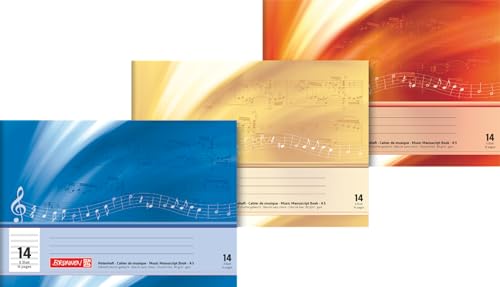 Brunnen 1046331 - Cahier de Musique A5 Paysage, 16 Pages, Linéature 14