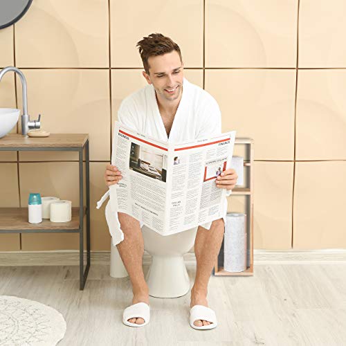 Relaxdays Porte-Papier Toilette en Bois de Noyer - Montage Mural ou sur Pieds - Rangement pour Rouleaux de Rechange - Style Naturel