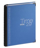 Agenda Journalier Exacompta Time 29S Spiralé Toile Bordée Bleu - Année 2026