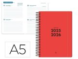 Agenda Scolaire Liderpapel 25-26 Rouge A5 Bilingue - Organisation Quotidienne Optimale
