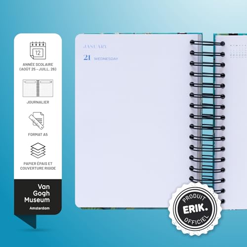 Agenda Scolaire 2025-2026 Journalier A5 Van Gogh - Organisation et Inspiration