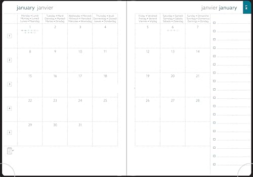 Agenda semainier de bureau Exacompta All in 2 EasySlim 21 Kaa 15x21 cm Noir - Janvier à Décembre 2026