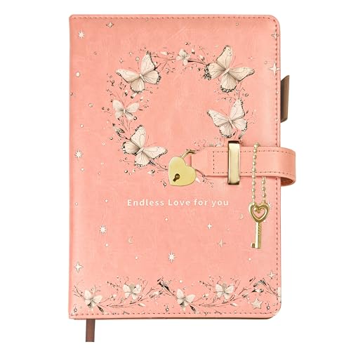 Journal Intime A5 avec Cadenas Cœur et Papillon UV – 200 Pages Lignées, Porte-Stylo, Marque-Page – Cadeau Idéal pour Filles et Adultes