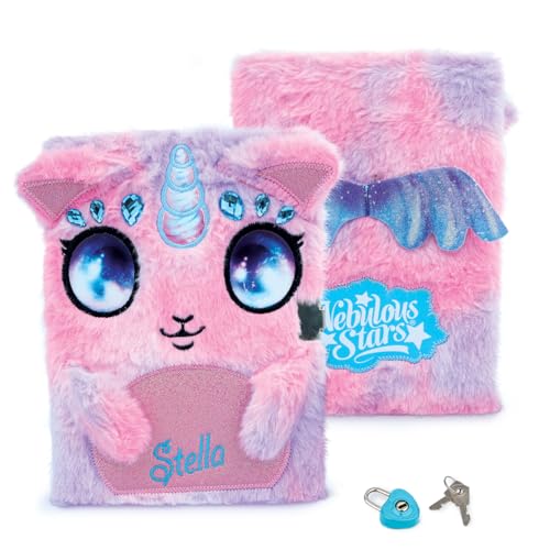Nebulous Stars Stella - Journal Intime Peluche Rose/Lilas avec Cadenas Cœur, Licorne Adorable