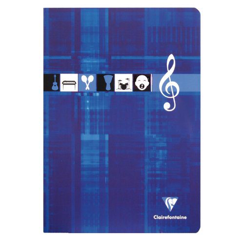 Cahier de Musique Clairefontaine A4 48 Pages 10 Portées - Papier 90g Blanc - Couverture Carte Pelliculée - Couleur Aléatoire