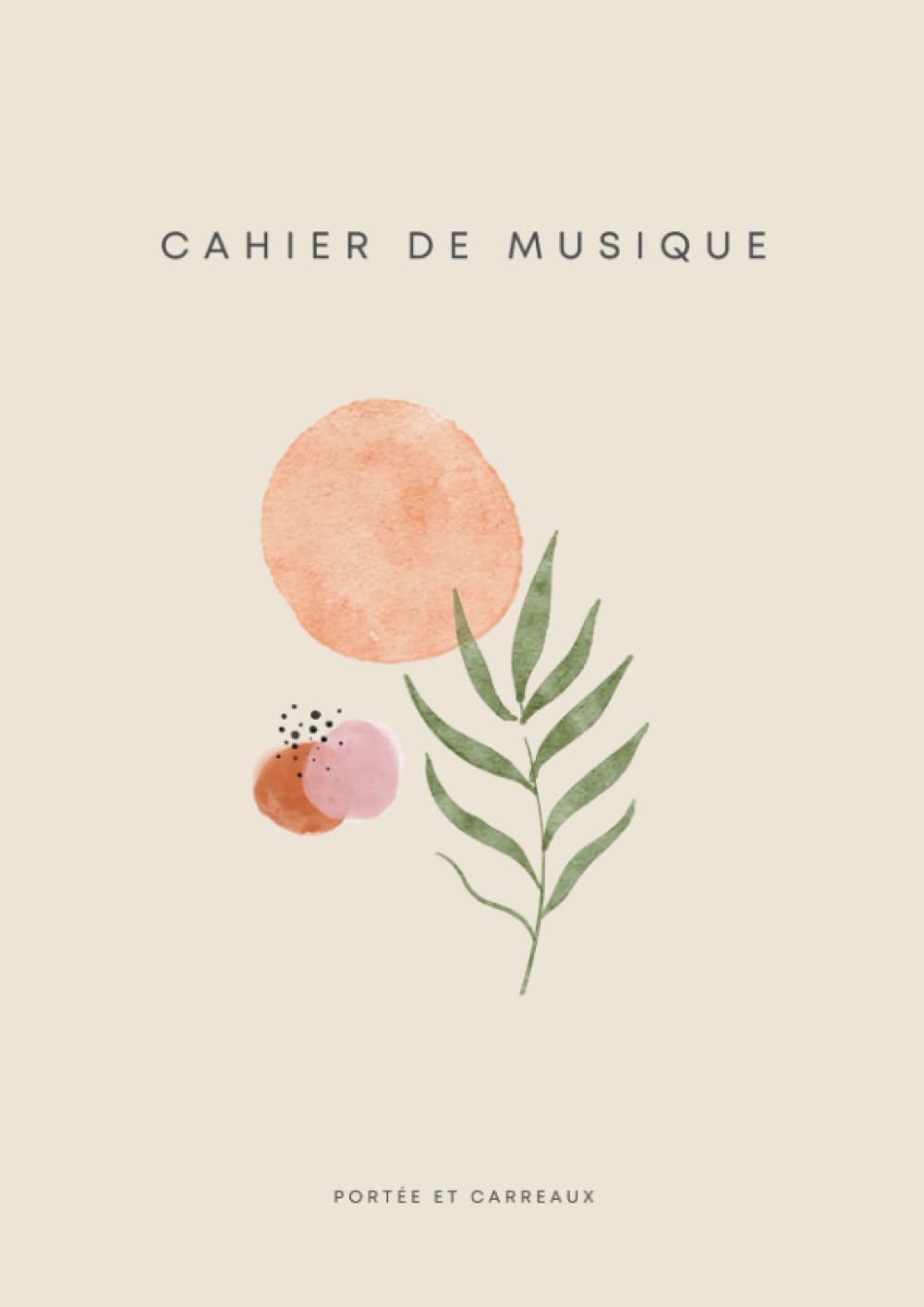 Cahier de Musique A4 Boho : Carnet de Partitions et Paroles, 100 Pages, 12 Portées par Feuille, Grands Carreaux Seyès