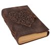 Moonster® Carnet en Cuir Véritable Ligné avec Cœur en Relief - Journal Intime 400 Pages - Cadeau Femme Idéal