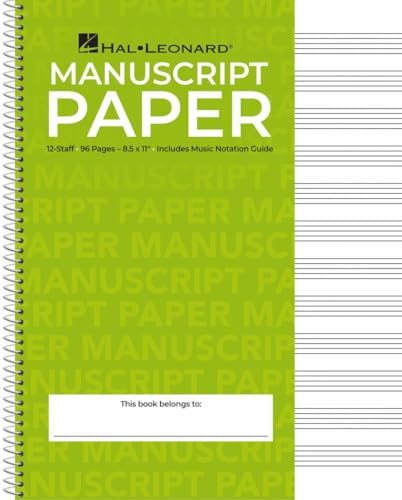 Cahier de musique à spirale - 12 portées, 96 pages, papier blanc