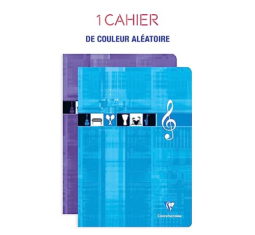 Cahier de Musique Clairefontaine A4, 96 Pages, 10 Portées, Papier Blanc 90g, Couverture Carte Pelliculée - Couleur Aléatoire
