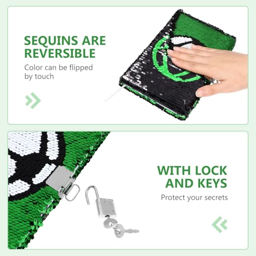 Journal Intime à Paillettes Réversibles avec Cadenas - Motif Football - Idéal pour Enfants et Adolescents