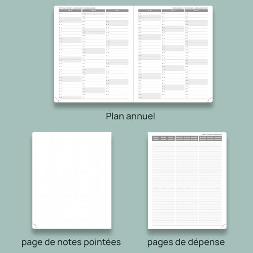 POPRUN Agenda 2025-2026 Semainier Vertical 26.5 x 21.5 cm, 17 Mois, Couverture Rigide, Vert Minuit