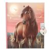Miss Melody 13889 : Journal Intime Rose avec Cadenas Cœur, Motif Cheval Doré et Autocollants - Le Journal Secret des Jeunes Filles