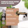 ElbFuchs® Porte Papier Toilette Mural en Bambou - Design Élégant avec Étagère Intégrée - Installation Facile sans Percage - Noir