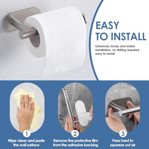Porte Rouleau Papier Toilette Autocollant Acier Inoxydable Frein Dérouler Argenté
