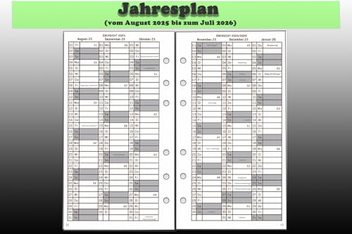 Planificateur Hebdomadaire A6 Personnalisé 2025-2026 : 1 Semaine sur 2 Pages, Notes, Contacts, Papier 100g/m², 95x171mm