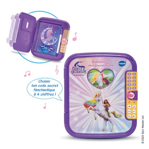 VTech KidiSecrets Mon Journal Intime L'École des Licornes - Journal Secret Électronique avec Code et Jeux Unicorn Academy