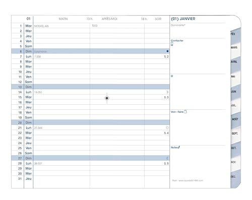 Agenda Quo Vadis 2026 Mensuel Impala Noir 10x15cm - Le compagnon idéal pour une organisation sans faille