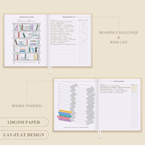 Carnet de Lecture "Reading Journal" en Lin Beige - Journal de Bord pour Amoureux des Livres