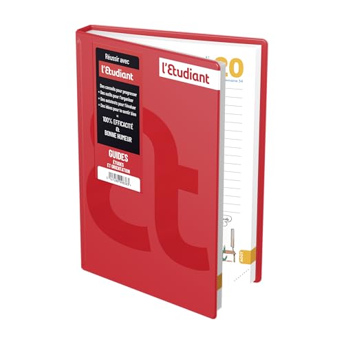 Agenda Scolaire 2025-2026 Journalier L'Etudiant - Couverture ouatinée Rouge 15x21cm