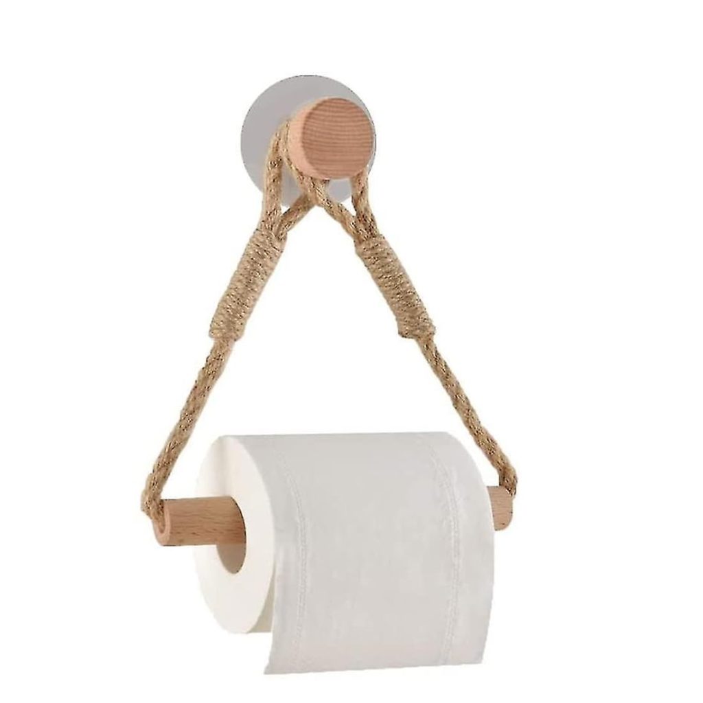 Porte-Papier Toilette Rustique en Corde de Bois - Style Bohème pour Salle de Bain et Cuisine