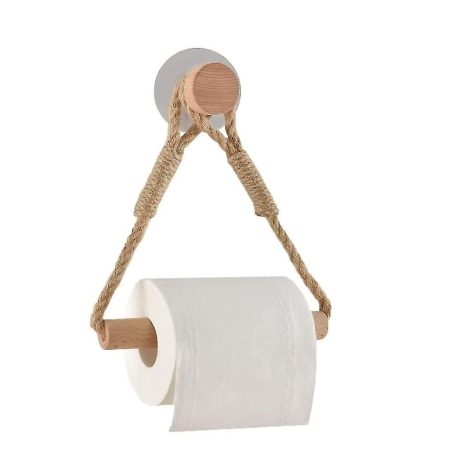 Porte-Papier Toilette Rustique en Corde de Bois - Style Bohème pour Salle de Bain et Cuisine