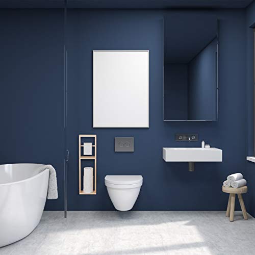 Relaxdays Porte-Papier Toilette en Bois de Noyer - Montage Mural ou sur Pieds - Rangement pour Rouleaux de Rechange - Style Naturel