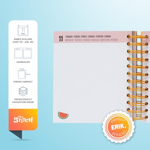 Agenda Scolaire Journalier 2025-2026 Stitch - Organisation et Style pour Élèves