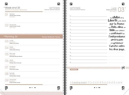 Agenda Scolaire Oxford Nude 2025-2026 : 1 Jour par Page, 12x18cm, Design Élégant et Fonctionnel