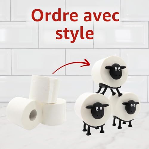 Rolli le Mouton des Toilettes : Lot de 3 Porte-Rouleaux de Papier Toilette Originaux