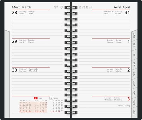 Agenda de Poche 2026 - Format A6 - Cuir Synthétique Noir - rido/idé