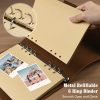 OMEYA Carnet en Cuir Vintage A5 Rechargeable - Journal de Voyage 160 Pages Blanc 100g/m² avec 2 Pochettes PVC