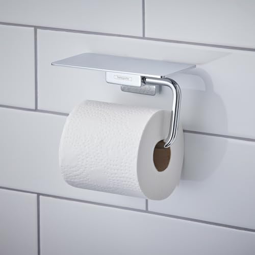 hansgrohe AddStoris - Porte-papier toilette avec tablette chromé, montage mural, 41772000