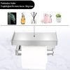 Porte-rouleau papier toilette avec étagère en acier inoxydable SUS304 - Montage adhésif ou à vis - Blanc