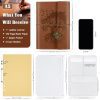 OMEYA Carnet en Cuir Vintage A5 Rechargeable - Journal de Voyage 160 Pages Blanc 100g/m² avec 2 Pochettes PVC