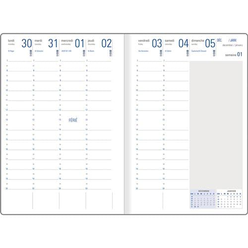 Agenda Semainier OBERTHUR 25 NEO FLEX 16x24 cm - Bleu - Bilingue - Janvier 2027 à Décembre 2027