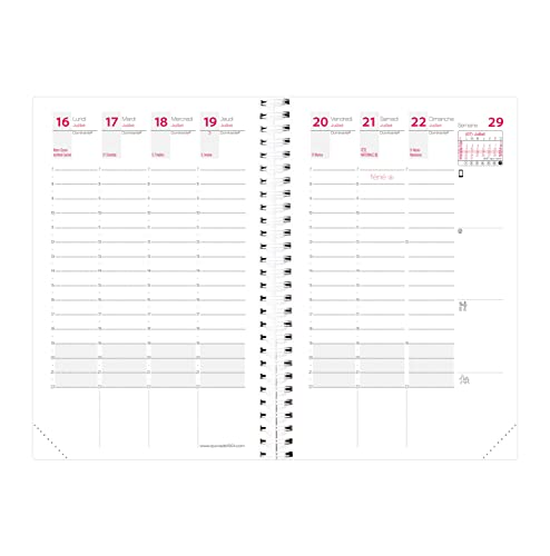 Agenda Scolaire Quo Vadis Time & Life Pocket 2025-2026 : Organisation Semainière Rouge 10x15 cm