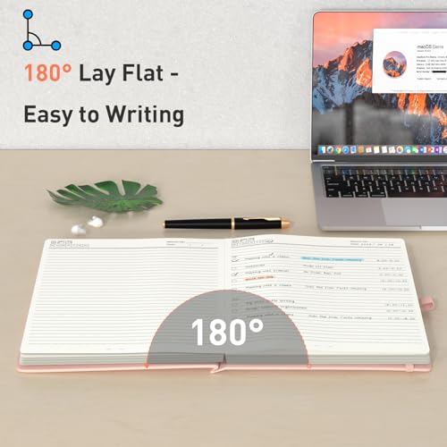 Smarpau Carnet de Notes B5 Ligné, Couverture Rigide Cuir, 320 Pages 100g/m², Journal Intime Rose pour Adultes, Travail, Études, Voyages