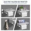 Porte Papier Toilette Mural Auto-Adhésif en Acier Inoxydable avec Étagère - Blanc