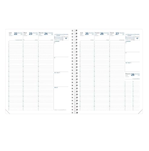 Agenda Quo Vadis Euréquart S 2026 Noir Impala - Semainier Planning 13 mois, 24x30 cm, Papier Clairefontaine