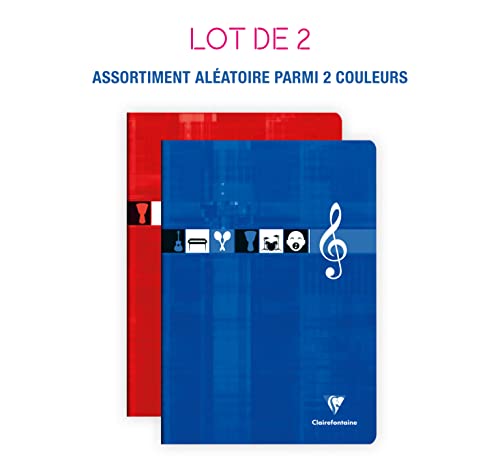 Lot de 2 Cahiers de Musique et Chants A4 Clairefontaine - Papier 90g, Portées Lignes, Couverture Lavable