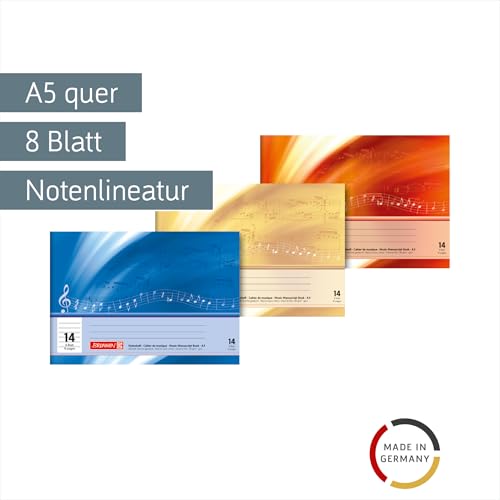 Brunnen 1046331 - Cahier de Musique A5 Paysage, 16 Pages, Linéature 14