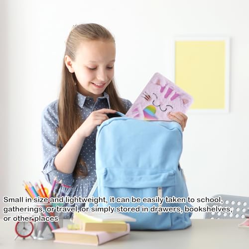 Journal Intime Fille avec Serrure et Clé - Carnet Secret Chat Peluche Douce Violet Arc-en-ciel - Cadeau Enfant 6 ans+