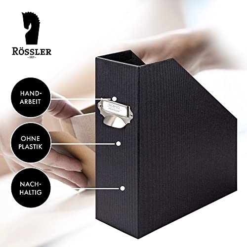 Rössler S.O.H.O. Porte-revues A4 avec poignée Noir - Organisation Élégante pour Bureau et Maison