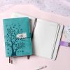 Journal Intime Cœur Verrouillable avec Arbre et Serrure – 244 Pages A5, Similicuir Bleu-Vert
